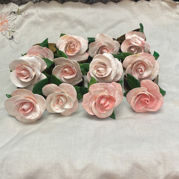 Elegant Pink Rose Napkin Rings- set of 12 - Picture 13 of 16
